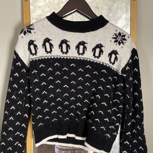 Kate Spade Penguin Intarsia Jeweled Sweater